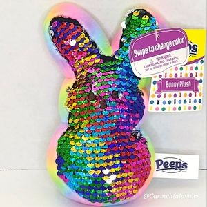 🐣 SEQUIN PEEP 🐰 Rainbow Sequin Bunny Peep Reversible from Rainbow - Silver NWT
